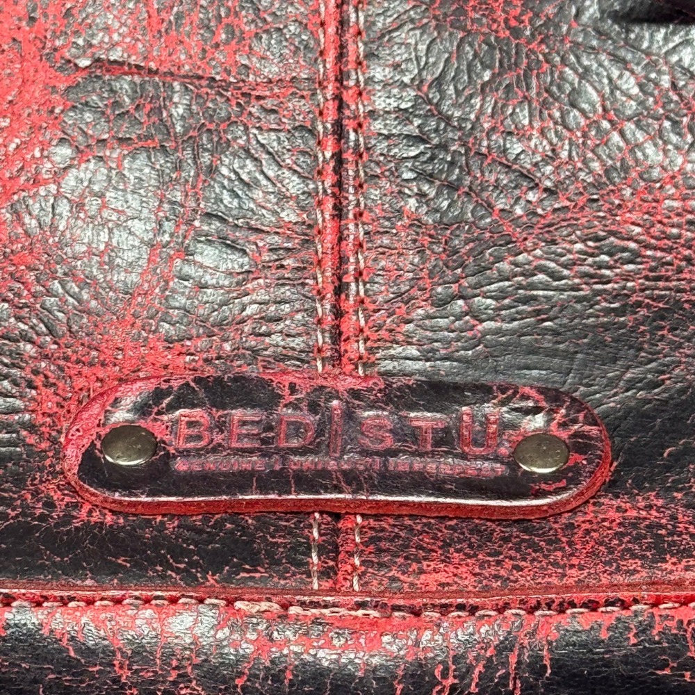 Bed Stu Distressed Black Red Leather Shoulder Crossbody Bag Handbag EUC - Picture 15 of 15